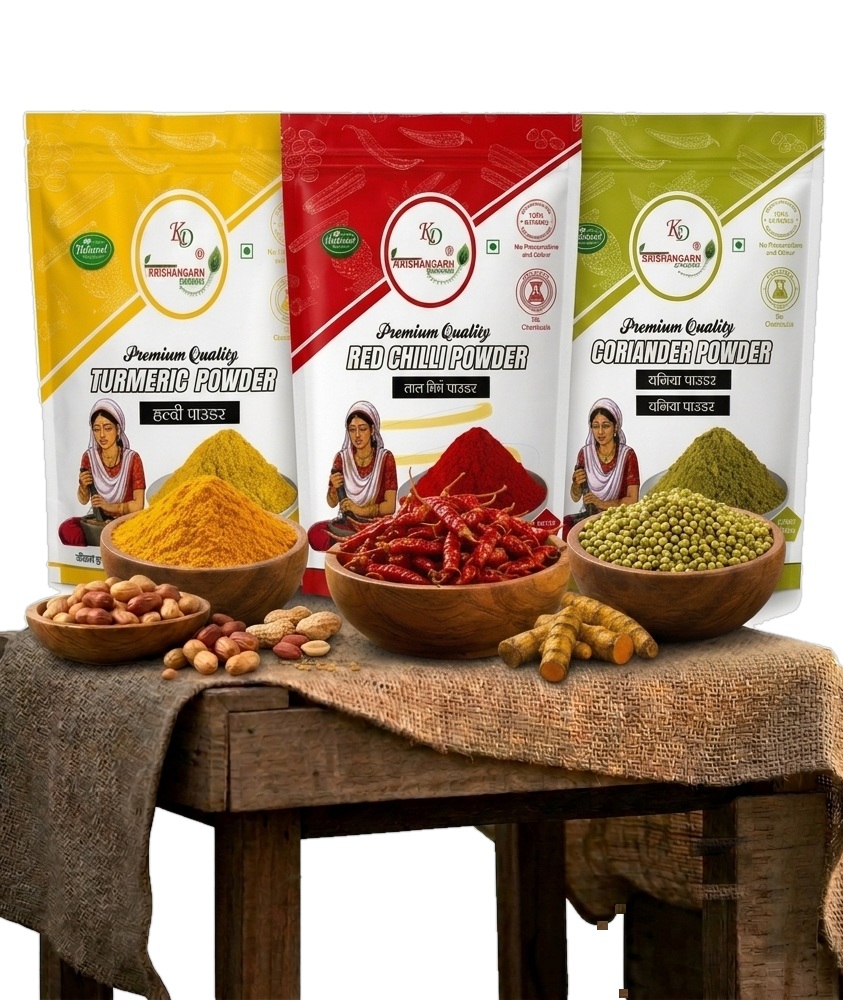 Krishangarh Darbaan cold pressed oils with turmeric and red chilli powder packs